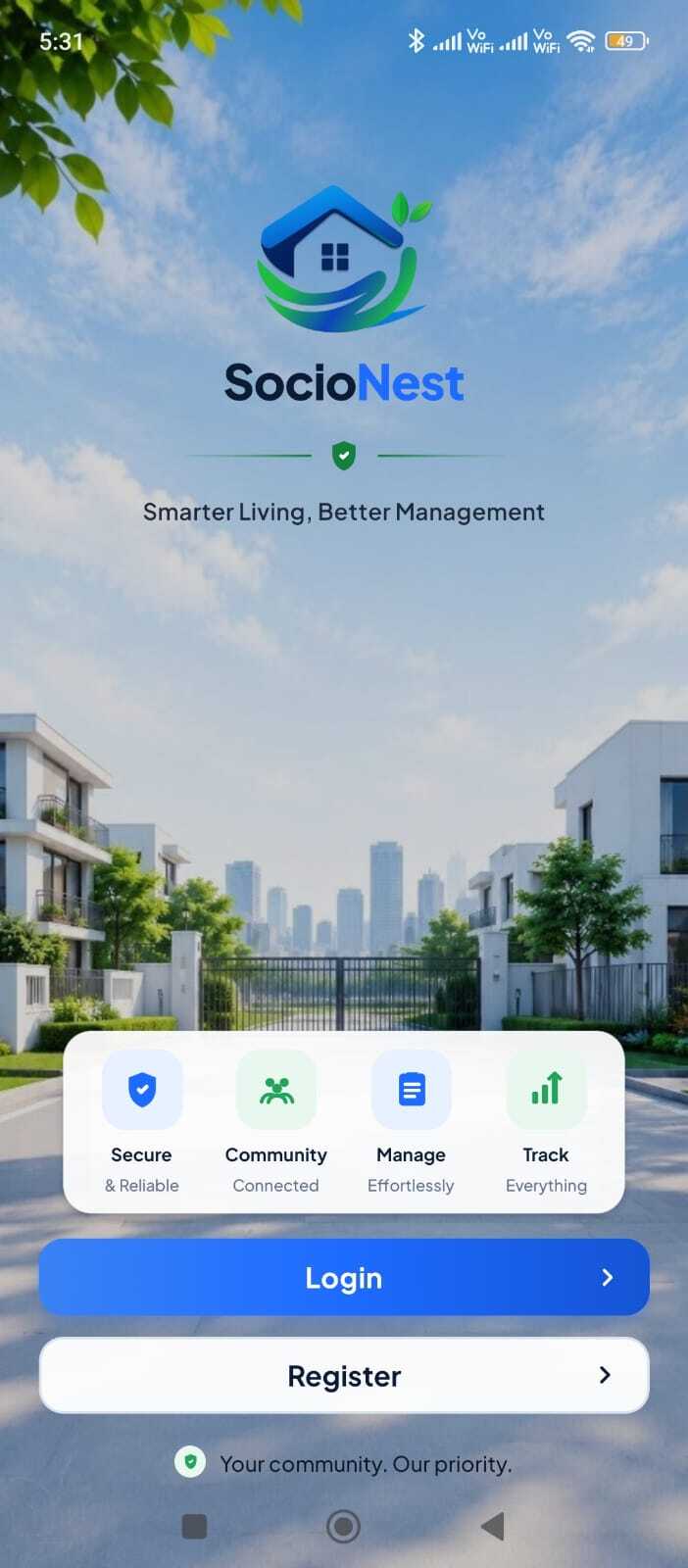 Join your community screen in the SocioNest app